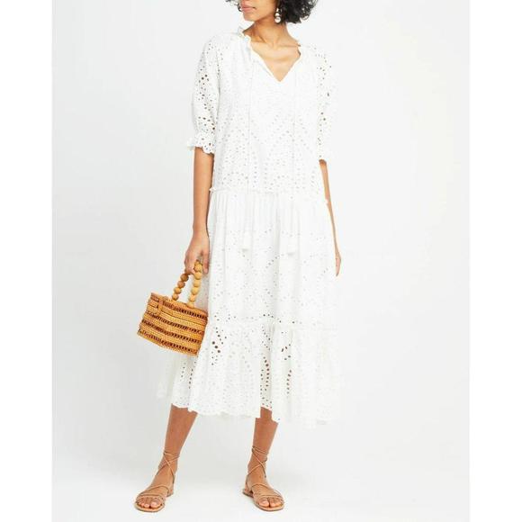 o.p.t Dresses & Skirts - OPT Maxi Long White Eyelet Tiered Cotton Dress Small